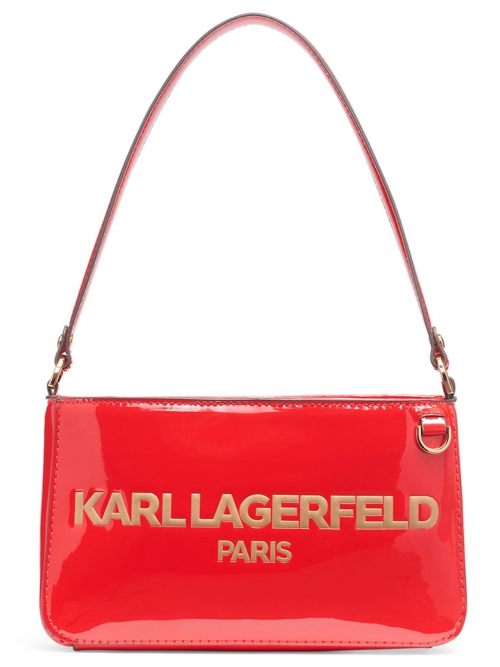 Karl Lagerfeld Red Patent Shoulder Bag with Gold Logo